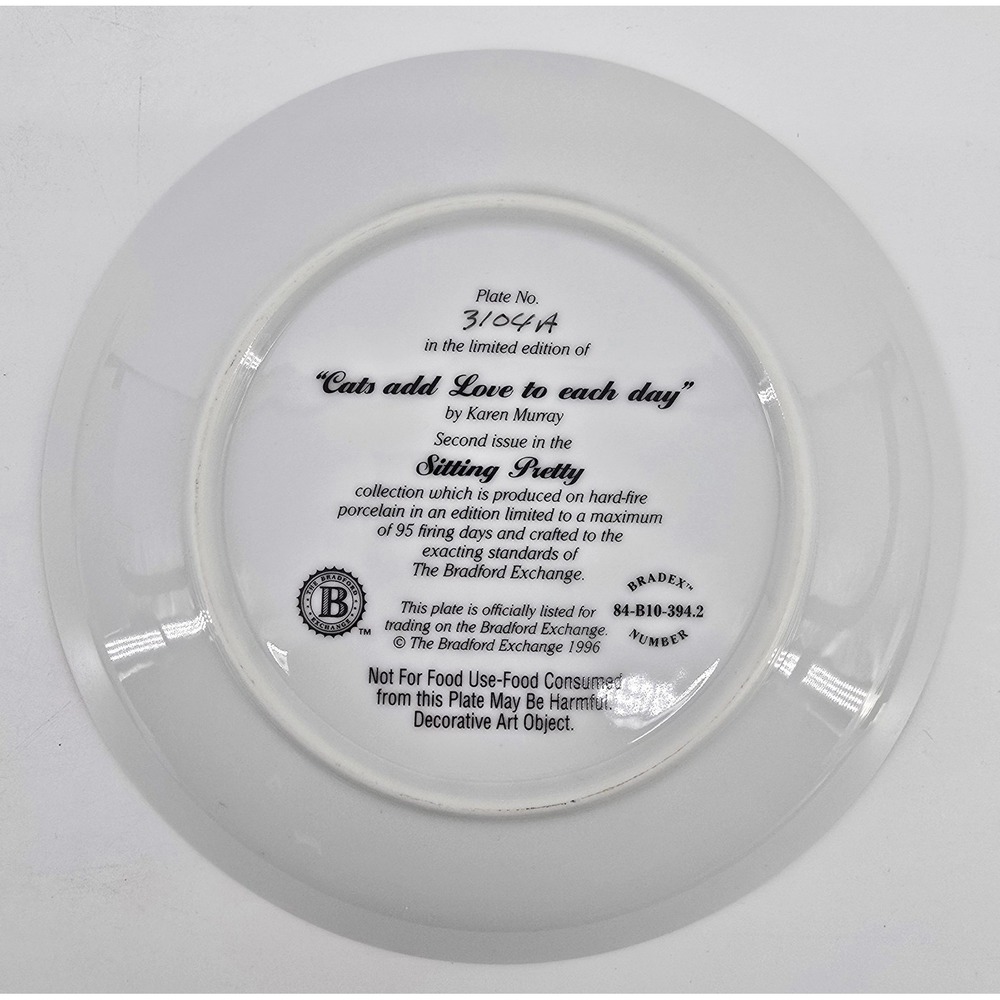 Vtg Bradford Exchange Cat Decor Plates "Sitting Pretty" Series 2-4 Kitten 8 In - Picture 5 of 8